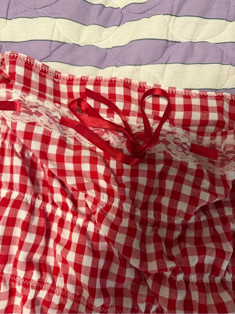 Handmade Red Gingham Ruffle 2 Piece Set 🍓🎀 S - Picture 11 of 11